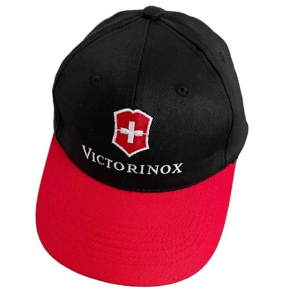 Victorinox Swiss Army Cross‎ & Shield Black and Red Baseball 100% Cotton Hat Cap - Picture 1 of 7
